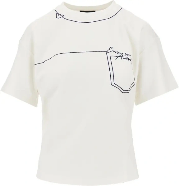 Tricou Emporio Armani alb din jerse