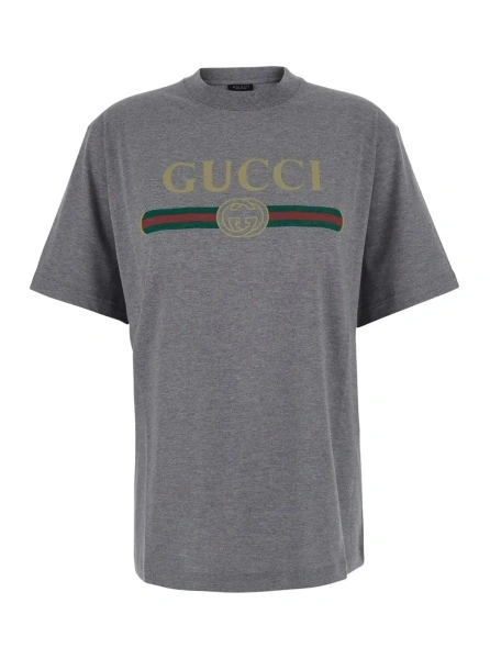 Tricou Gucci gri din bumbac
