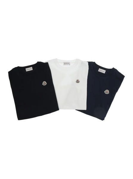 Tricou multicolor Set of three crew-neck T-shirts with logo patch on the front in cotton Boy