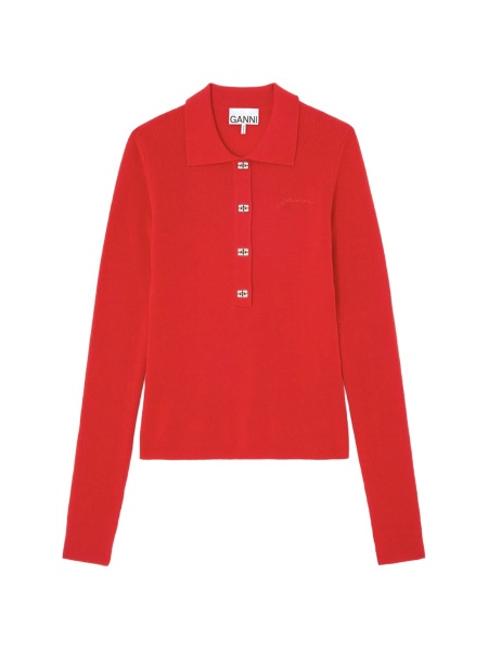 Tricou Polo Ganni rosu