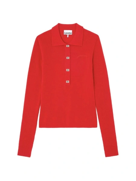 Tricou Polo Ganni rosu