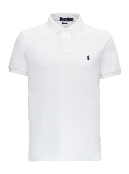 Tricou Polo Polo "Slim Fit" with Classic Collar and Pony Embroidery on the Front in White Cotton for Men