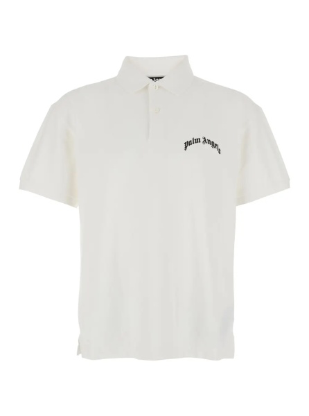 Tricou Polo White Polo Shirt with Logo Lettering on Front and Rear in Cotton Piquet Man