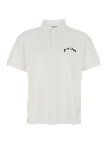 Tricou Polo White Polo Shirt with Logo Lettering on Front and Rear in Cotton Piquet Man