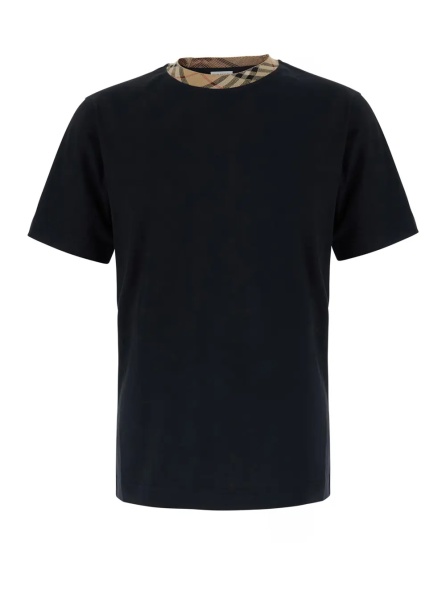 Tricou 'RYAN' black T-shirt with collar with Check motif in cotton for men