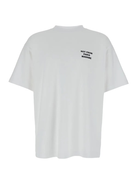 Tricou T-Shirt 'Le T-Shirt Slogan' Crew Neck with Slogan Print on Front and Back in White Cotton for Men