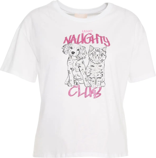 Tricou T-shirt with print and rhinestones