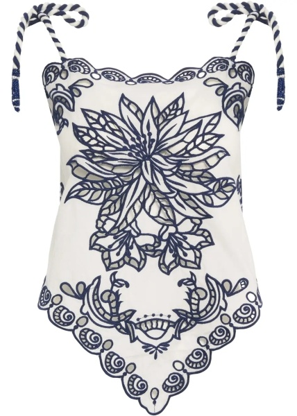 Tricou Top with floral embroidery