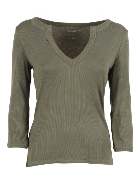 Tricou V neck T-shirt, 3/4 sleeve