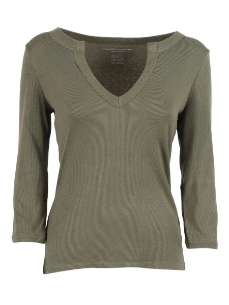 Tricou V neck T-shirt, 3/4 sleeve
