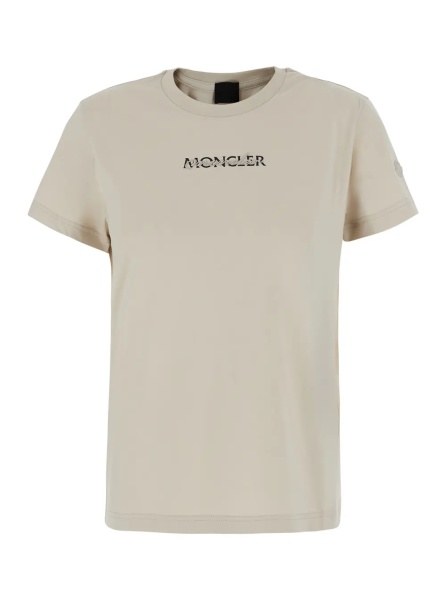Tricou White Crew neck T-shirt with Logo lettering on the front and logo patch on the sleeve in cotton for women
