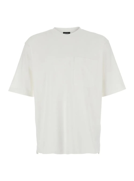 Tricou White Crew Neck T-Shirt with Maxi Logo Lettering on the Back in Cotton for Men