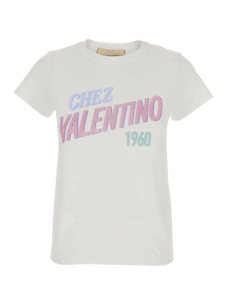 Tricou White Crew Neck T-Shirt with Maxi Logo Lettering on the Front in Cotton for Women