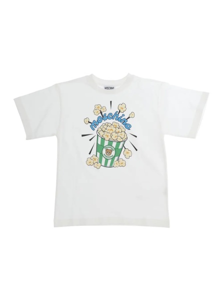 Tricou White Crew neck T-shirt with maxi print on the front in cotton Boy