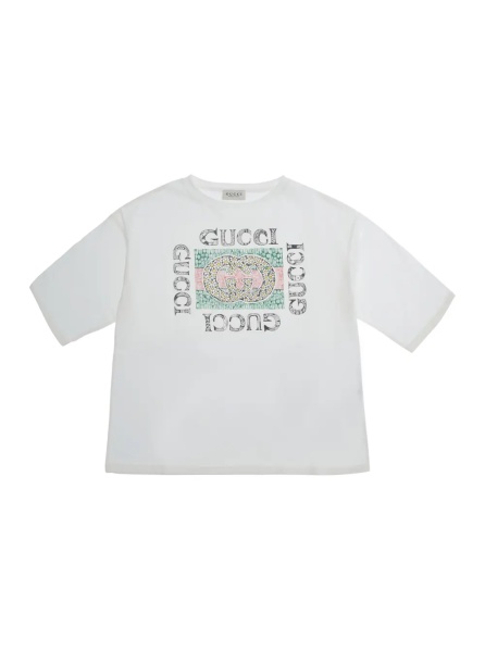 Tricou White T-shirt with maxi logo print on the front in cotton Girl