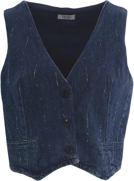 Vesta Denim vest with rhinestones