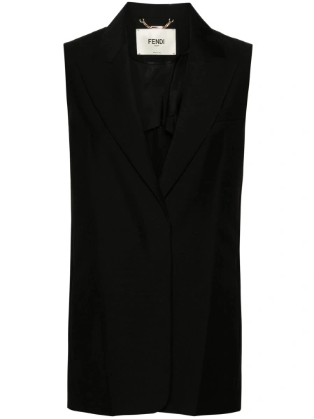 Vesta Fendi neagra din lana si mohair