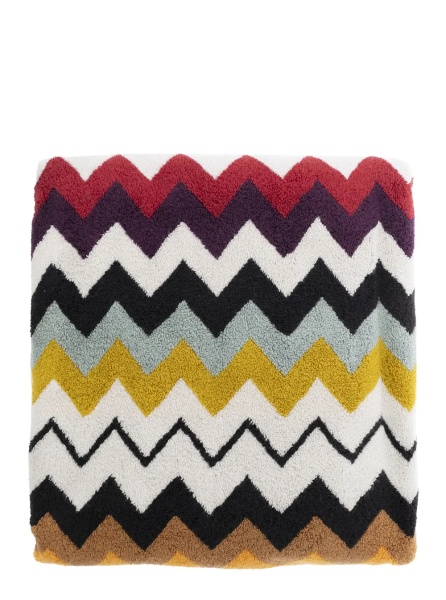 Accesorii Beach Towel 'Murrina' Rectangular with ZigZag All-Over Motif in Multicolor Cotton Unisex