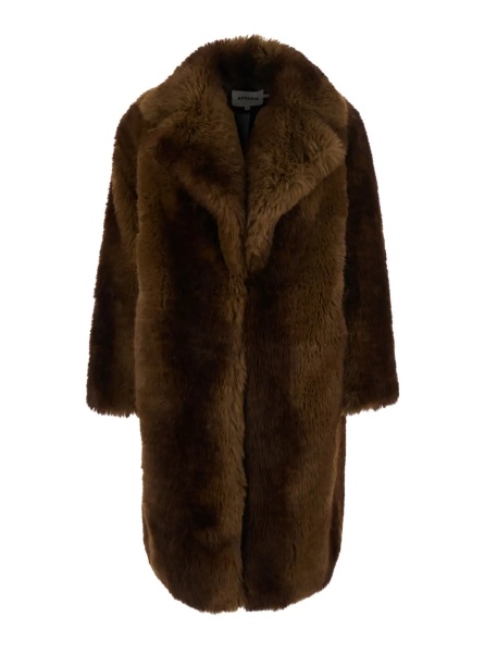 Blanuri 'STEFFI' Brown Fur with Notched Collar in Faux fur for Women