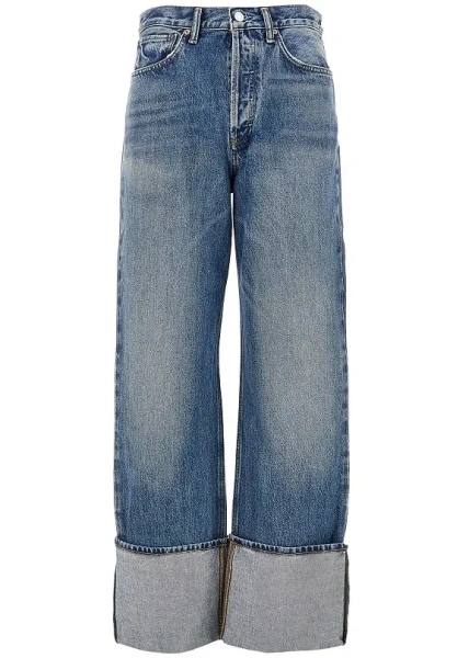 Blugi AGOLDE albastri din bumbac si denim 'Liberty'
