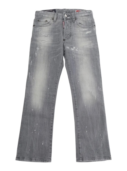 Blugi 'American' Gray Jeans with Faded Design and Logo Patch on the Back in Denim Boy
