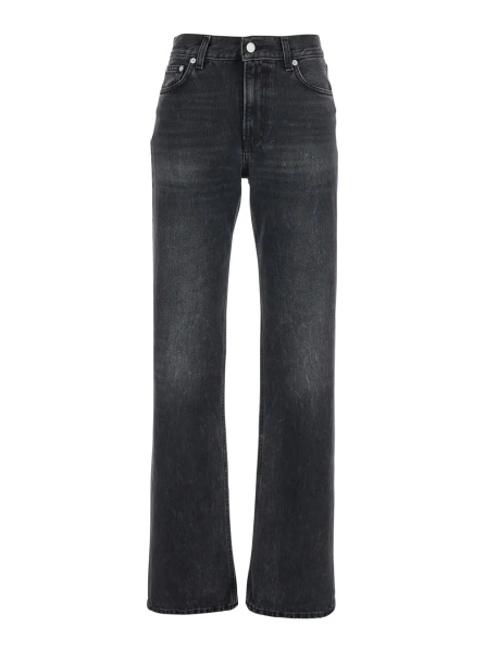 Blugi Black Jeans with Belt Loops and Logo Patch on the Rear in Denim Woman