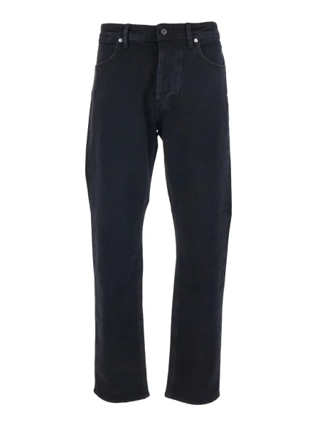 Blugi Black Jeans with Logo Patch on the Rear and Belt Loops in Denim Stretch Man