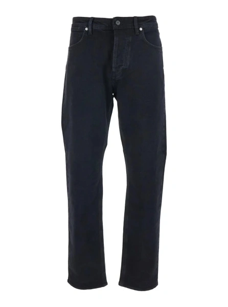 Blugi Black Jeans with Logo Patch on the Rear and Belt Loops in Denim Stretch Man