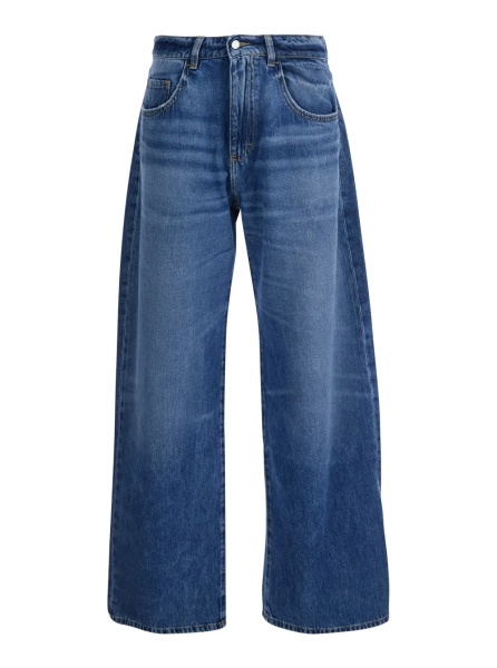 Blugi Blue Five-pocket jeans with logo patch on the back in denim for women