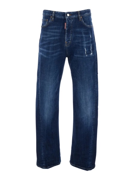 Blugi Blue jeans with five-pocket design and faded effect in denim for men