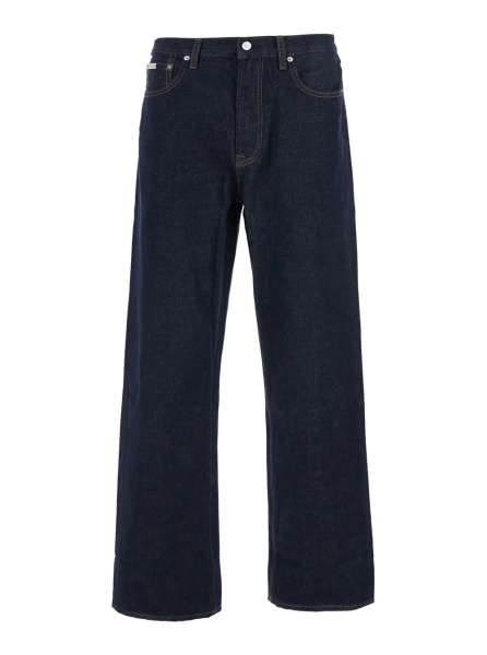 Blugi Blue Jeans with logo patch on the back in denim for men