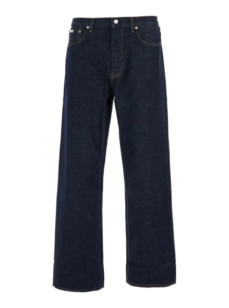 Blugi Blue Jeans with logo patch on the back in denim for men