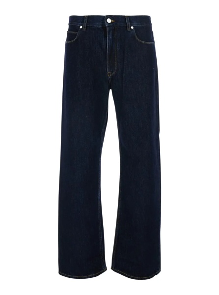 Blugi Blue Jeans with logo patch on the back in denim for men