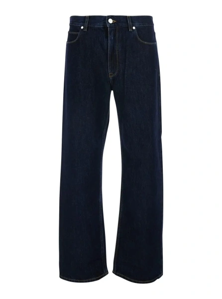 Blugi Blue Jeans with logo patch on the back in denim for men