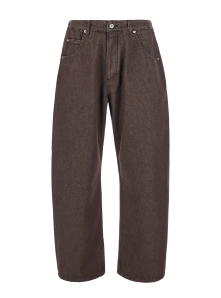 Blugi Brown Jeans with Five-Pocket Design in Denim