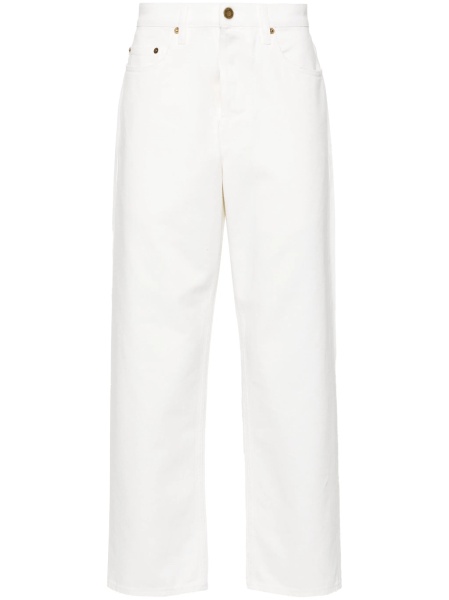 Blugi conici Golden Goose star albi din bumbac