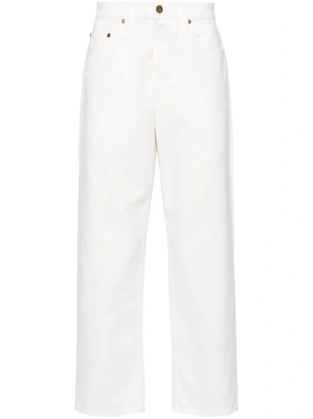 Blugi conici Golden Goose star albi din bumbac