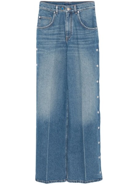 Blugi drepti Stella McCartney albastri din bumbac si metal