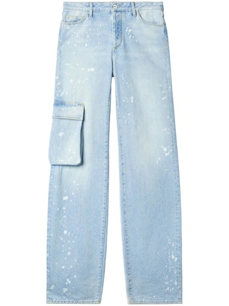 Blugi evazati Off-White albastri