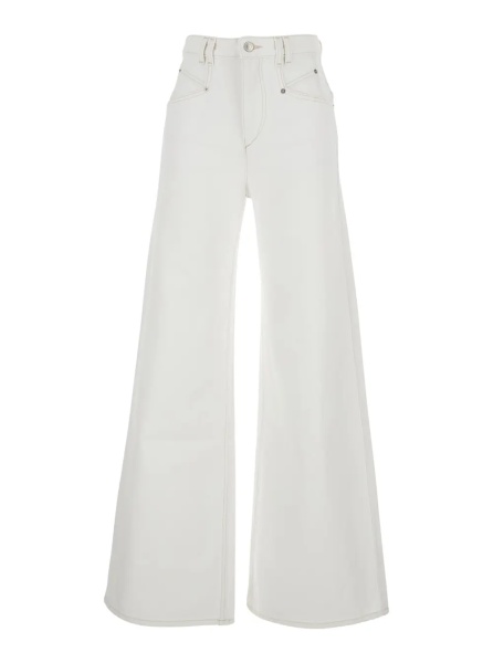 Blugi 'Lemony' White Jeans with Logo Patch on the Rear in Denim Woman