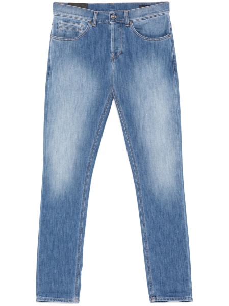 Blugi slim fit Dondup albastri din bumbac si multiester