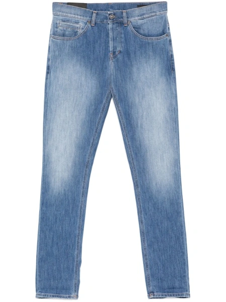Blugi slim fit Dondup albastri din bumbac si multiester