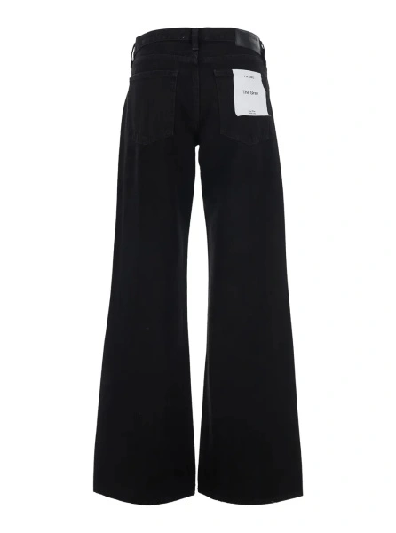 Blugi 'The Gray' Black Jeans with Wide Leg and Logo Patch on the Back in Denim for Women