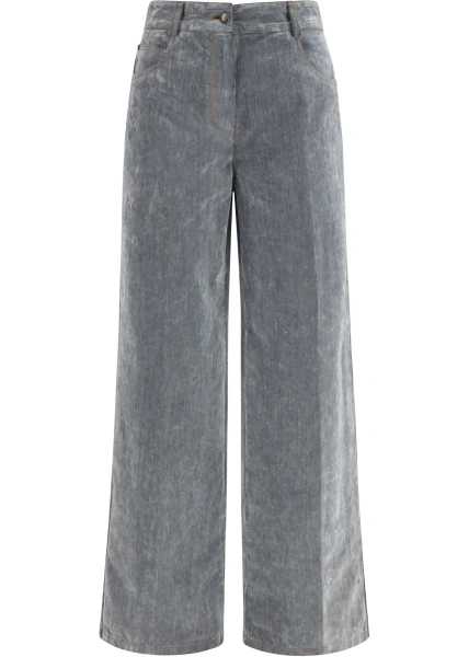 Blugi Wide leg Jeans in flocked denim
