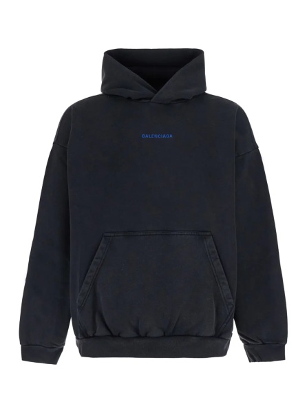 Bluza trening Black hoodie with fixed hood and logo lettering on the front and back in cotton men