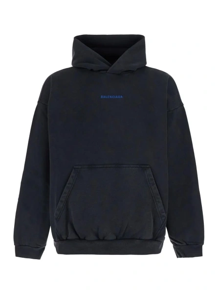 Bluza trening Black hoodie with fixed hood and logo lettering on the front and back in cotton men
