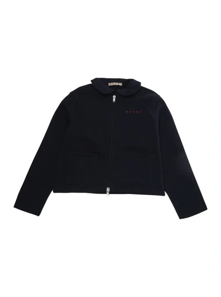 Bluza trening Blue Hoodie with logo lettering on the front and zip closure in Cotton Girl
