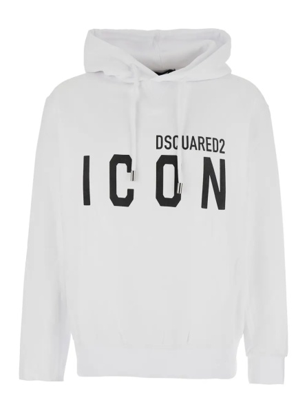 Bluza trening White Hoodie with Front Logo Print in Cotton for Men