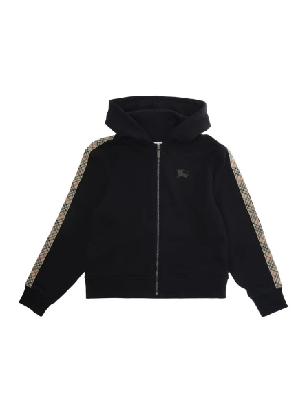 Bluze Hoodie with Equestrian Knight Motif on the Front in Black Cotton Boy