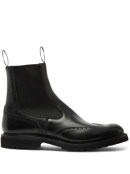 Bocanci TRICKER'S negri din piele si material textil